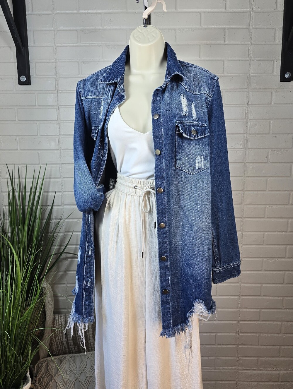American Bazi Distressed Oversized Denim Jacket Size Small